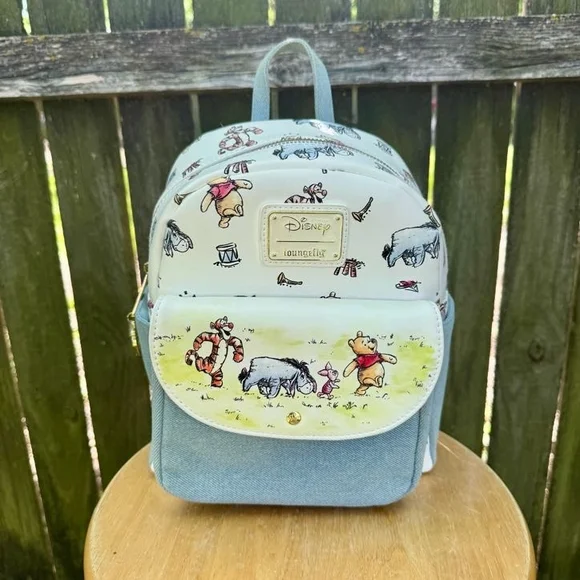 Disney Loungefly Winnie The Pooh Denim Backpack - Picture 1 of 5